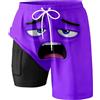 Generico Costume Uomo Mare Doppio Strato con Stampa Emoji Divertente, Cordino Regolabile e Tasca Laterale Costumi da Bagno Estivo Pantaloncini Sportivo Bermuda Casual Shorts per Piscina, Nuoto, Vacanza,L