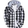 SwissWell Flanella Camicia Uomo Manica Lunga Giacca a Quadri Camicia da Boscaiolo Cotone Casual Button Down Jacket Petto vestibilità Regular Fit (1478-Bianco Nero M)