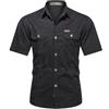 PADOLA Camicia Uomo Button Down con Tasca Camicie da Lavoro a Maniche Corte Tops vestibilità Regolare(XXL,Nero)