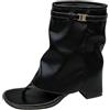 Dasongff Stivaletti con punta aperta e risvolto a tacco basso infradito sandali Y2K traspiranti antiscivolo comodi classici stivali da donna Flip Flops Open Toe Ankle Booties, A nero, 40 EU