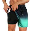 flintronic Costume da Bagno da Uomo, 2 in 1 Coulisse Trunks da Mare con Fodera a Compressione con Tasche, Pantaloncini da Surf ad Asciugatura Rapida Spiaggia Pantaloncini Boxer