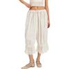 NUFIWI Donne Y2k Pizzo Trim Pantaloni Smock Elastico in Vita Lungo Bloomers Pantaloni Increspature Ritagliata Lounge Pigiama Pantaloni Corti Slip, bianco, Medium