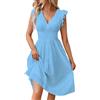 Generic camicioni Donna Estivi - Vestito Donna Midi in Pizzo Sangallo Traforato, Scollo a V, Vita Elasticizzata, Taglie Forti, Abito Estivo Elegante Casual per Vacanza e Spiaggia al Mare