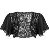 FJOADNVM Coprispalle Donna Chiffon Bolero Coprispalle in Pizzo, Bolero da Donna, Elegante, a Maniche Corte, in Chiffon, Cardigan, Giacca Corta Trasparente(Black,M)