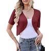 Totatuit Cardigan in Maglia Donna Bolero Elegante Coprispalle Aperta Senza Bottoni Top Vuoto Corta Casual Primavera Autunno Bolero Giacca Vino Rosso XXL