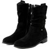 Dasongff Donna Stivaletti a pieghe in finta pelle scamosciata con tacco basso metà stivali da cowboy western con cerniera a pieghe retrò eleganti scarpe invernali stivaletti lunghi, A1 nero., 38 EU