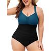 UMIPUBO Costume Da Bagno Intero Donna Taglie Forti Contenitivo Modellante Per Seno Grande Curvy Pancia Pieghe Push Up Mare Swimsuit Con Coppe Costumi Interi