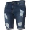 Ze ENZO Enzo - Pantaloncini da uomo, elasticizzati, strappati al ginocchio, in denim Stonewash 38W