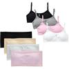 Surakey 8 pezzi di biancheria intima da ragazza, con spalline sottili, senza spalline, reggiseni a fascia, in cotone, per ragazze, per 8-14 anni