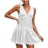 Genérico Top in pizzo, abito da cocktail in chiffon, abiti da festa, abbigliamento da ballo, abiti da damigella d'onore per matrimonio, abito da sera, babydoll sexy, lingerie in pizzo, con volant, bianco, S