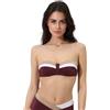 Lovable Parte Alta del Costume | Reggiseno a Fascia in Microfibra Lucida | Bandeau con Ferretto e Coppe Removibili | Shiny Colour Block Donna, Vinaccia Bianco e Bronzo 38C - 5C