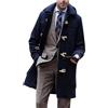 Suncadmious Trench da Uomo Oversize Intagliato Lungo in Misto Lana Sintetica Cappotto Lungo Giacca Invernale con Risvolto con Cappuccio