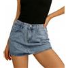 ZHAOCAI Minigonna estiva da donna, in denim, linea ad A, aderente, a vita bassa, elasticizzata, con pantaloncini, Blu, L