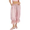 NUFIWI Pantaloni da donna Y2k con bordo in pizzo a punto smock elastico in vita pantaloni lunghi con volant corto pigiama pantaloni corti slip (rosa, M)