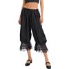 NUFIWI Donne Y2k Pizzo Trim Pantaloni Smock Elastico in Vita Lungo Bloomers Pantaloni Increspature Ritagliata Lounge Pigiama Pantaloni Corti Slip, nero, Large