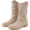 Dasongff Donna Stivaletti a pieghe in finta pelle scamosciata con tacco basso metà stivali da cowboy western con cerniera a pieghe retrò eleganti scarpe invernali stivaletti lunghi