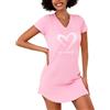 Bresdk Camicia da Notte Donna Estiva Cotone Scollo V Stampata | Chemise da riposo con linea morbida e manica corta, piacevole per sonno, vacanza e tempo in casa ogni giorno