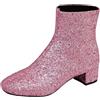 Dasongff Stivaletti con paillettes da donna con tacco a blocco medio con cerniera