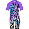 HUAANIUE Ragazze Costume da Bagno Rosa UPF 50 + UV Costume da Bagno One Piece Fiore Nuoto Zipper 8-10 Anni Costume Solare Estate Vestiti