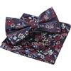 Alizeal Set da uomo con papillon floreale pre-annodato, fazzoletto da taschino e gemelli, set formale classico per matrimoni, feste e affari, Taglia unica