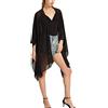 CuteSwan Cardigan kimono da donna in chiffon con stampa floreale, copricostume ampio casual lungo boho trasparente, Nero, tinta unita, Taglia unica