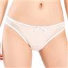 Satini Slip Bikini in Tulle Trasparente, Bianco, L
