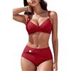 CheChury Costume da Bagno Donna Sexy Scollo a V Costumi da Mare Curvy Push Up Imbottito Reggiseno Cinturini Regolabili Bikini Controllo della Pancia Costumi Due Pezzi Push Up Spiaggia Beachwear