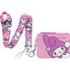 Roffatide Anime ID Badge Card Holder Portafoglio con Lanyard per My Melody - Coin Zipper per Ragazze e Donne