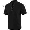YAOBAOLE Camicia a Manica Corta in Cotone Lino da Uomo, Vintage Medievale Vétements Viking con Lacci Pirata Shirt