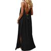 Generico Vestito Lungo Estivo Donna Abito con Schiena Scoperta Vestito da Mare Boho Chic Dresses Vestiti con Spalline Sottili Elegante Abiti Cerimonia Caftano Scollato Senza Maniche Taglie Forti Tinta Unita