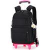 SYDARSYN Zaino Trolley per Ragazze Elementare Zaino Scuola con Ruote per Primarie e Secondarie, Nero
