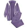 Genérico Set di Tuta da Donna in Due Pezzi in Pile Set di Pigiama in Peluche Tipo di Abbigliamento per la Casa Morbido e Caldo Inverno Felpa con Cappuccio e Tasche