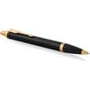 Parker IM Penna a sfera | Nero laccato con rifiniture dorate | Punta media inchiostro blu | Confezione regalo