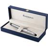 Waterman Expert penna stilografica | in acciaio inossidabile con finiture cromate | pennino medio con cartuccia di inchiostro blu | confezione regalo