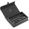 Parker IM Duo Pen Set Regalo | Penna stilograficapenna a sfera e astuccio per penna | Finitura laccata nera con finiture cromate | Punta media e inchiostro blu | Regali di laurea perfetti