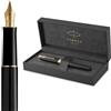 Parker Sonnet penna stilografica | laccatura di colore nero opaco con finiture in oro | pennino medio | Confezione regalo