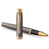 Parker IM Penna Roller | Laccatura Grigia con Pennino Dorato | Punta Fine in Acciaio Inossidabile | Ricarica di Inchiostro Nero | Confezione Regalo | Regali di Laurea Perfetti