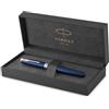 Parker Sonnet penna roller | laccatura di colore blu con finiture in palladio | pennino sottile | Confezione regalo