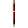 Parker Sonnet penna stilografica | laccatura di colore rosso con dettagli in finiture in oro | pennino medio | Confezione regalo