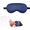 Generico Mascherina Sonno Doppia Faccia In Seta Sintetica - Fascia Elastico Blocca Luce, Traspirante | 20,5x9,5cm, Blu Navy, Verde, Grigio, Nero, Rosa, Bianco, Champagne, Viola | Per Pausa, Viaggio, Sonno