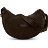 Expatrié Moon Bag Donna Marrone - Leni - Borsa a tracolla morbida in peluche - Teddy Crossbody Bag a forma di mezzaluna - Con tracolla regolabile e anelli a D per fissarla al passeggino