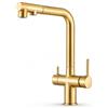 Ari Venom Pull-Out - Rubinetto da cucina a 3 vie con doccetta estraibile, tubo separato per acqua potabile filtrata, beccuccio girevole a 360°, 2 tipi di getto, cartuccia in ceramica, corpo in ottone