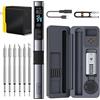 FNIRSI HS-02A 100W Kit saldatore portatile con cavo con custodia, riscaldamento rapido 3S, 222-1002 °F, temperatura preimpostata 3 gruppi, 6 punte di saldatura F245, penna saldatrice intelligente per