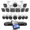 ANNKE Sistema di sicurezza PoE a 16 canali con rilevamento del movimento AI, 16 telecamere Bullet Dome con microfono, visione notturna a colori, 12 MP H.265 + NVR e 4 TB HDD per registrazione audio 24