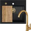 empiria SINK QUALITY SINK QUALITY - Lavello da cucina con rubinetto, tagliere, sifone dorato, scolapiatti, impermeabilizzante, set lavello da cucina per sottolavello da 60 cm