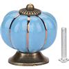 Tyenaza Manopole per armadietti, pomelli in ceramica a forma di zucca in stile europeo, per armadietti, cassetti, armadietti dipinti a mano (8 colori) (blu)