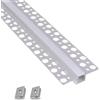 Evotrade - Profilo LED in Alluminio per Cartongesso a Scomparsa Lunghezza 2 Metri con Cover Luce Continua e Tappi - Ideale per Strisce Led Max 12mm - per Interni (Profilo Flat + 2 tappi finali)