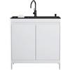 Locuetyn Mobile Lavatoio Lavanderia in Alluminio a Nido d'Ape con Lavello Multifunzione in Acciaio Inox Nero, Lavatoio da Appoggio con Rubinetto e Scarico per Lavanderia e Garage