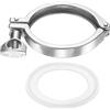 PATIKIL Tri Sanitary Clamp Single Pin Dim. Flangia 77.5mm Argento | Per Tubo TC Con Ferrule OD 2.5, Acciaio Inox 304, Con Dado A Farfalla E Guarnizione In Silicone, Raccordi Sanitari