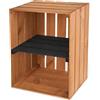 PINEEA Scatola di legno grande scaffale - Cassetta per frutta in legno - Casetta per vino - 1 Pezzo Decorazione Fiammata vintage scatola di legno 50x40x30cm